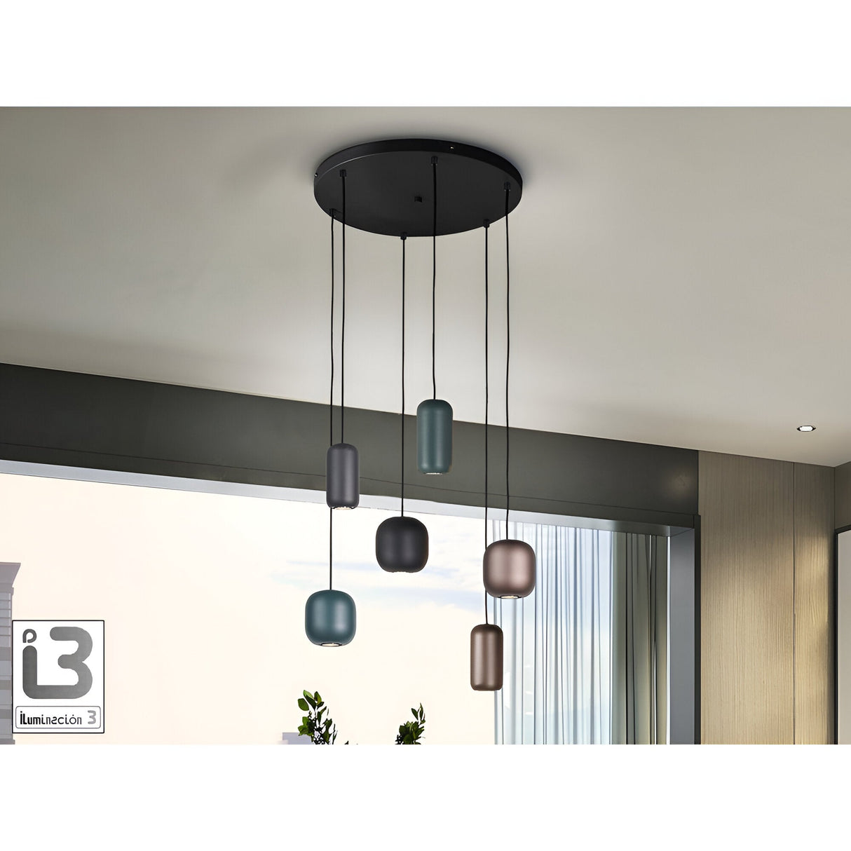 I3 - Nimes 6 Light Cluster Pendant Light - Multicoloured