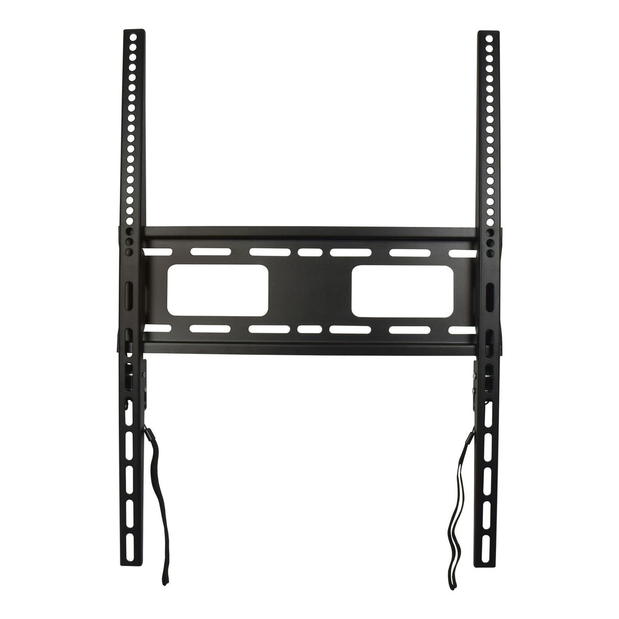 The AV:Link VESA Fixed Vertical Anti-Theft TV Wall Bracket (37–75) is a black metal mount with vertical/horizontal slots and two bottom hanging straps—perfect for digital signage or portrait-style flat-screen installations.