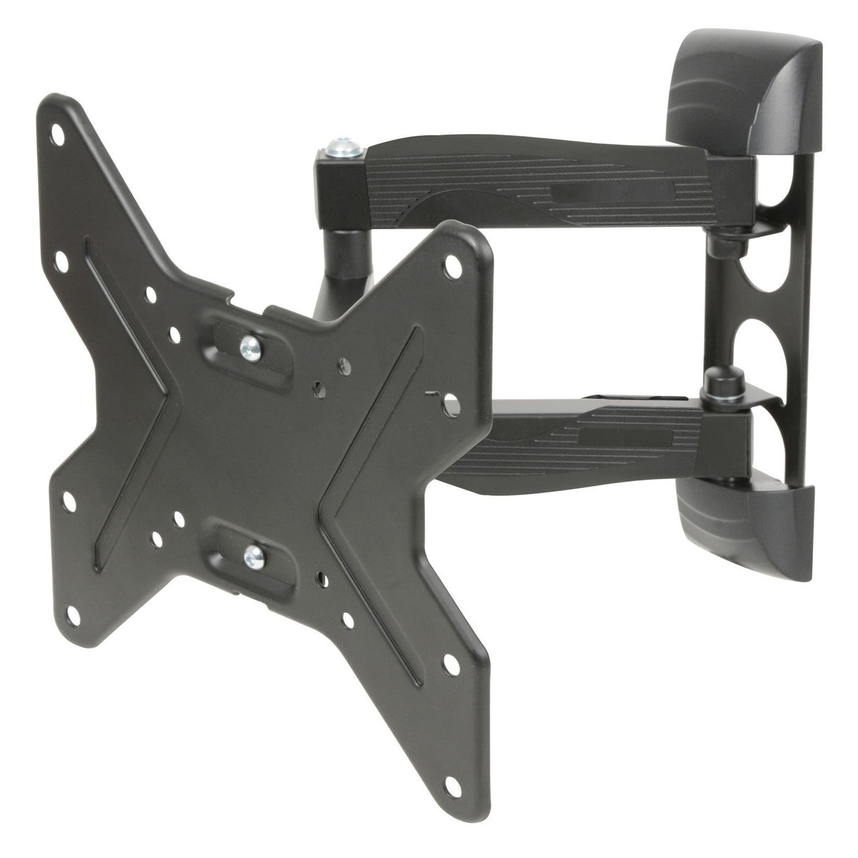 The AV:Link VESA Full Motion Double Arm TV Wall Bracket (26–45 inch) is a black, VESA compatible mount for flat-screen TVs or monitors, featuring a sturdy double-arm design and multiple screw holes for secure installation.