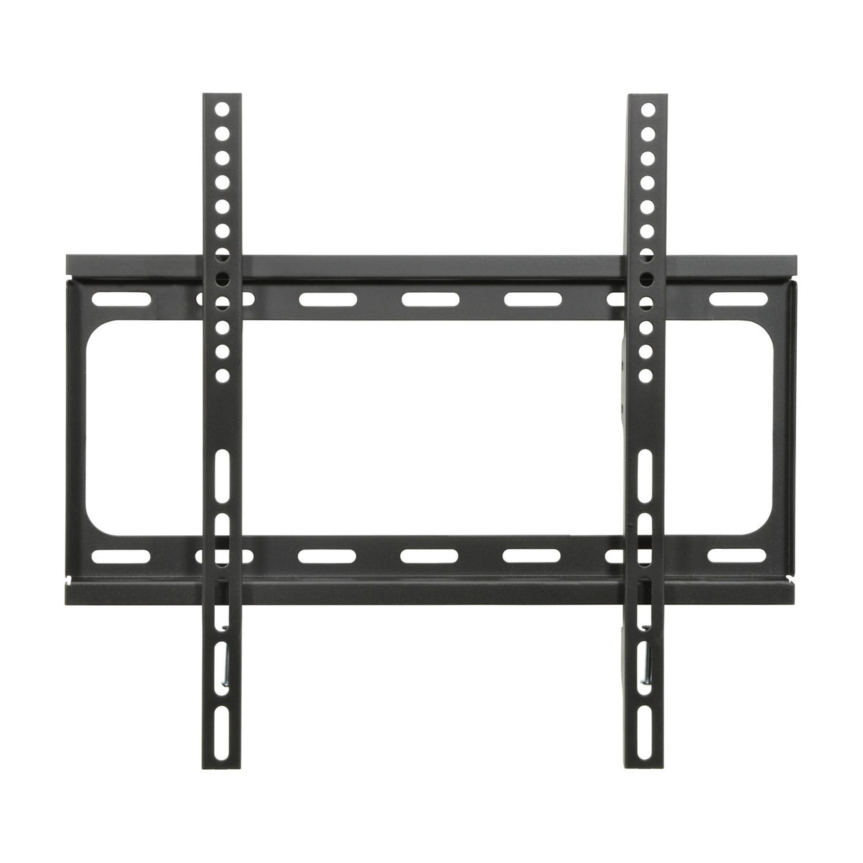 AV:Link SF401 fixed TV wall bracket in matte black steel with VESA 400x400 mounting arms and slotted wall plate, shown on a plain white background.