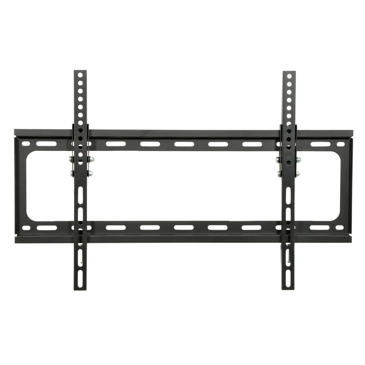 The AV:Link VESA Standard TV/Monitor Tilted Wall Bracket (32–70) is a black metal, low-profile mount with adjustable bars and multiple screw holes, designed to securely mount VESA-compatible TVs or monitors to the wall.