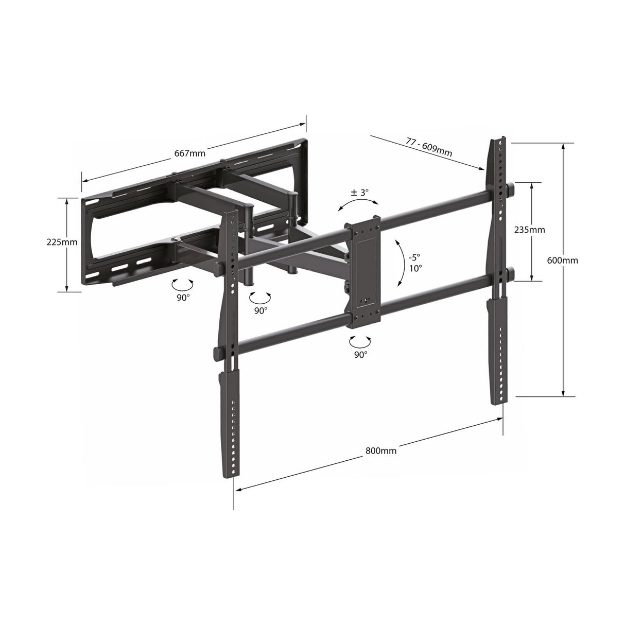 AV:Link SFMXL800 Full Motion TV Wall Bracket 47" to 90"