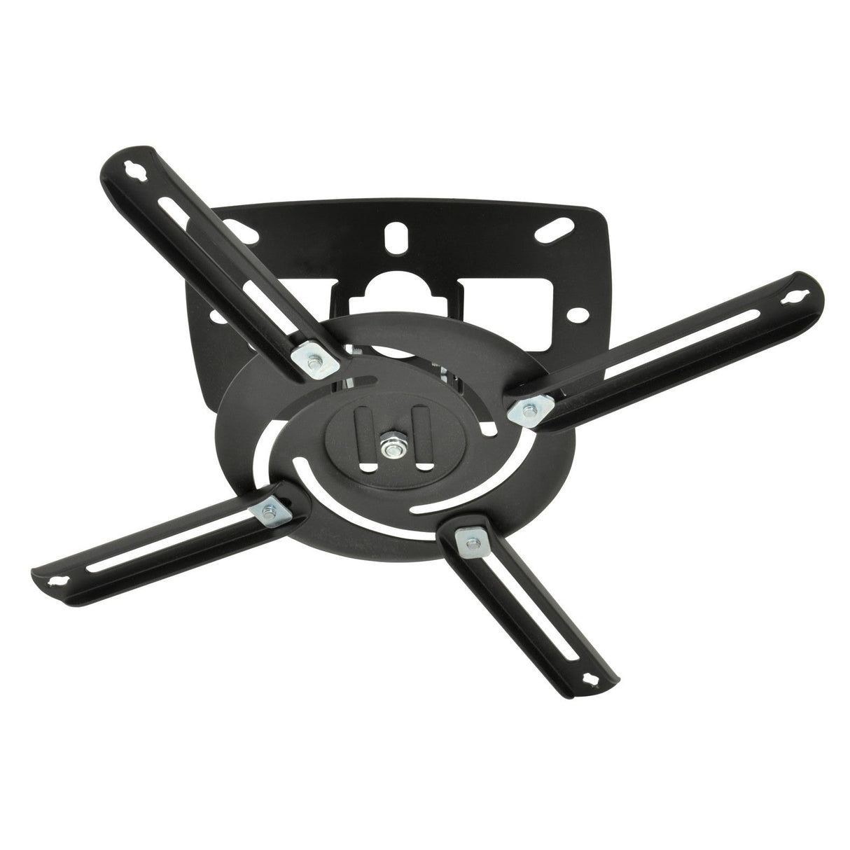 The AV:Link Projector Ceiling Bracket - 10 x 10 Inch features four extendable arms and multiple mounting holes, providing secure support and adjustable mounting for your projector to any flat surface.
