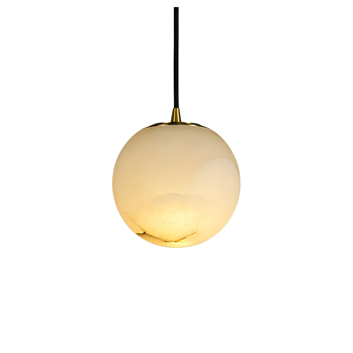 Lyvane Small Alabaster Globe Pendant Light - Brushed Brass
