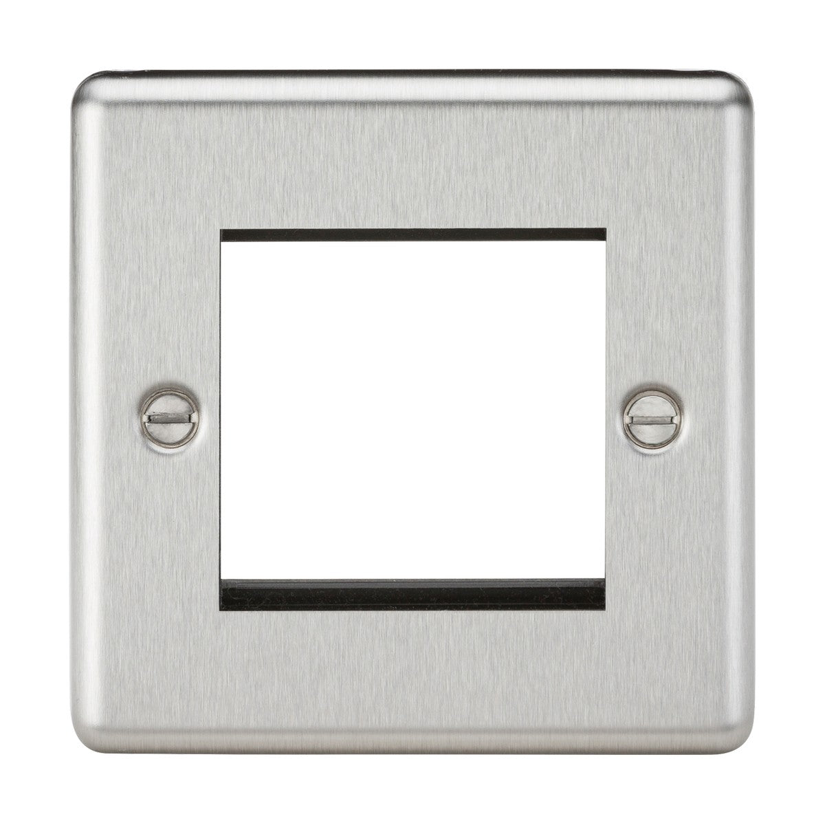2 Gang Modular Faceplate - Brushed Chrome (Rounded Edge)