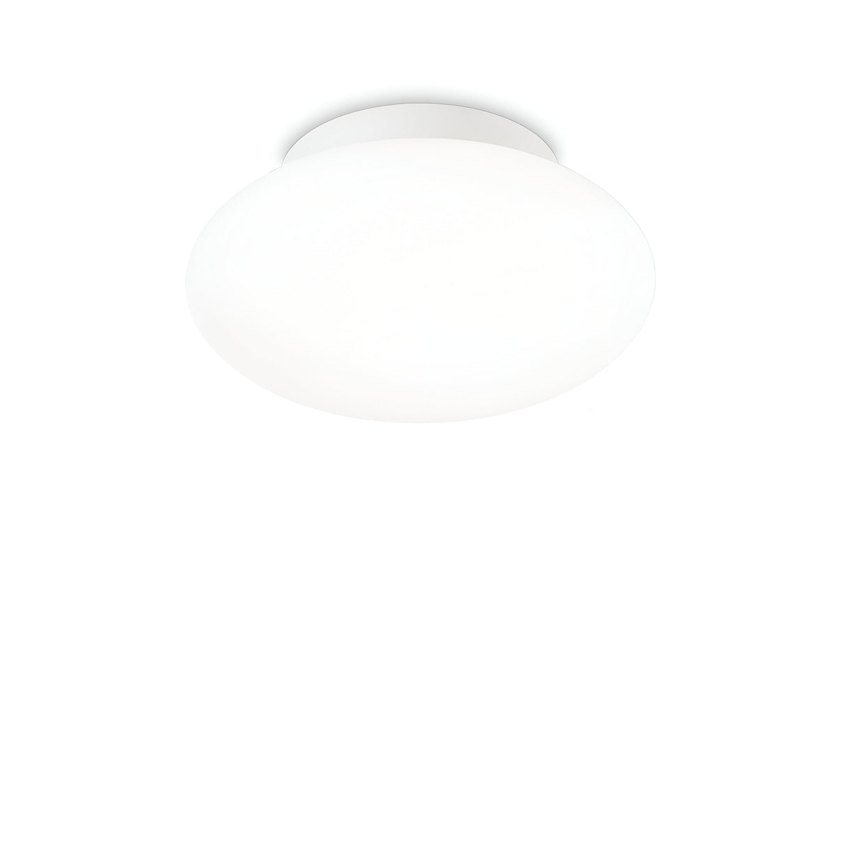 The Serene Outdoor Flush Light in white boasts a sleek, round design with minimalist appeal, providing a soft and even glow. Its weather-resistant build makes it ideal for installation on a plain white ceiling, enhancing any outdoor space with its clean and modern aesthetic.