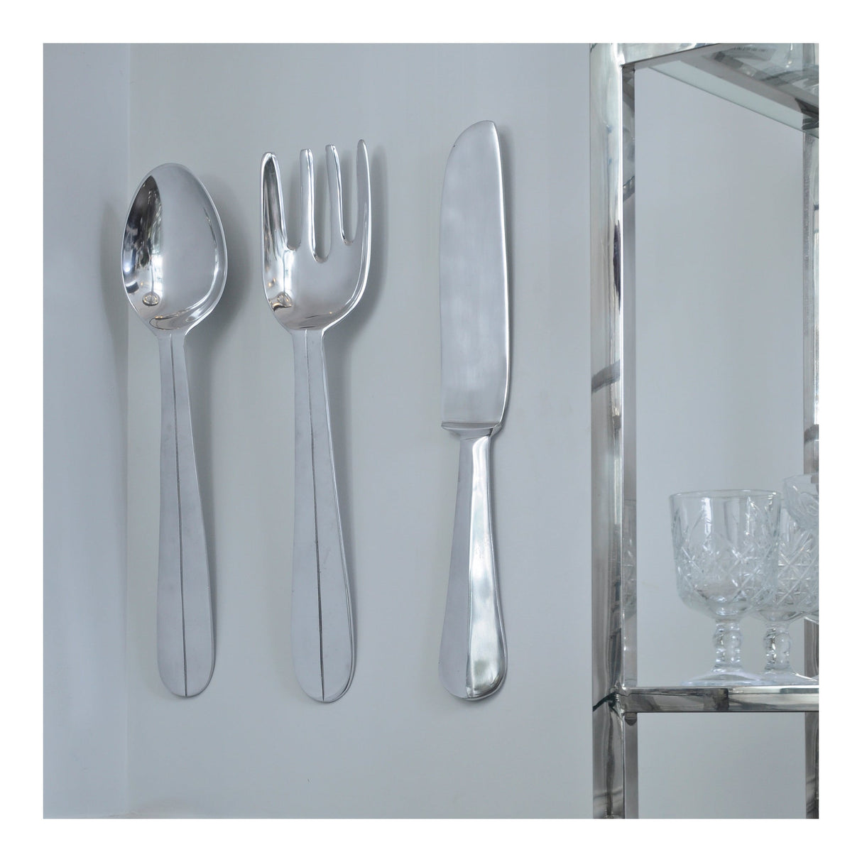Aluminium Cutlery Set Wall Hanging - 13x60cm