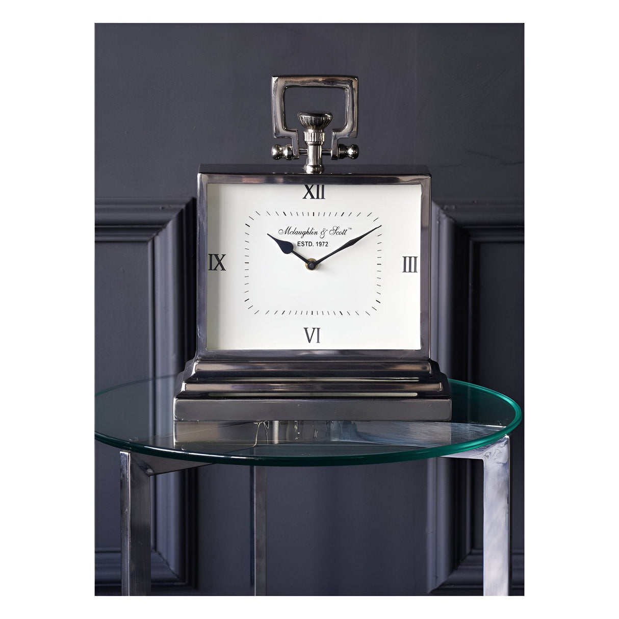 Latham Small Rectangular Mantel Clock - Silver