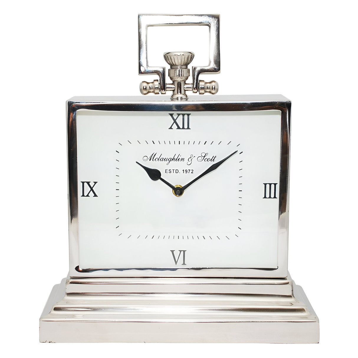 Latham Small Rectangular Mantel Clock - Silver