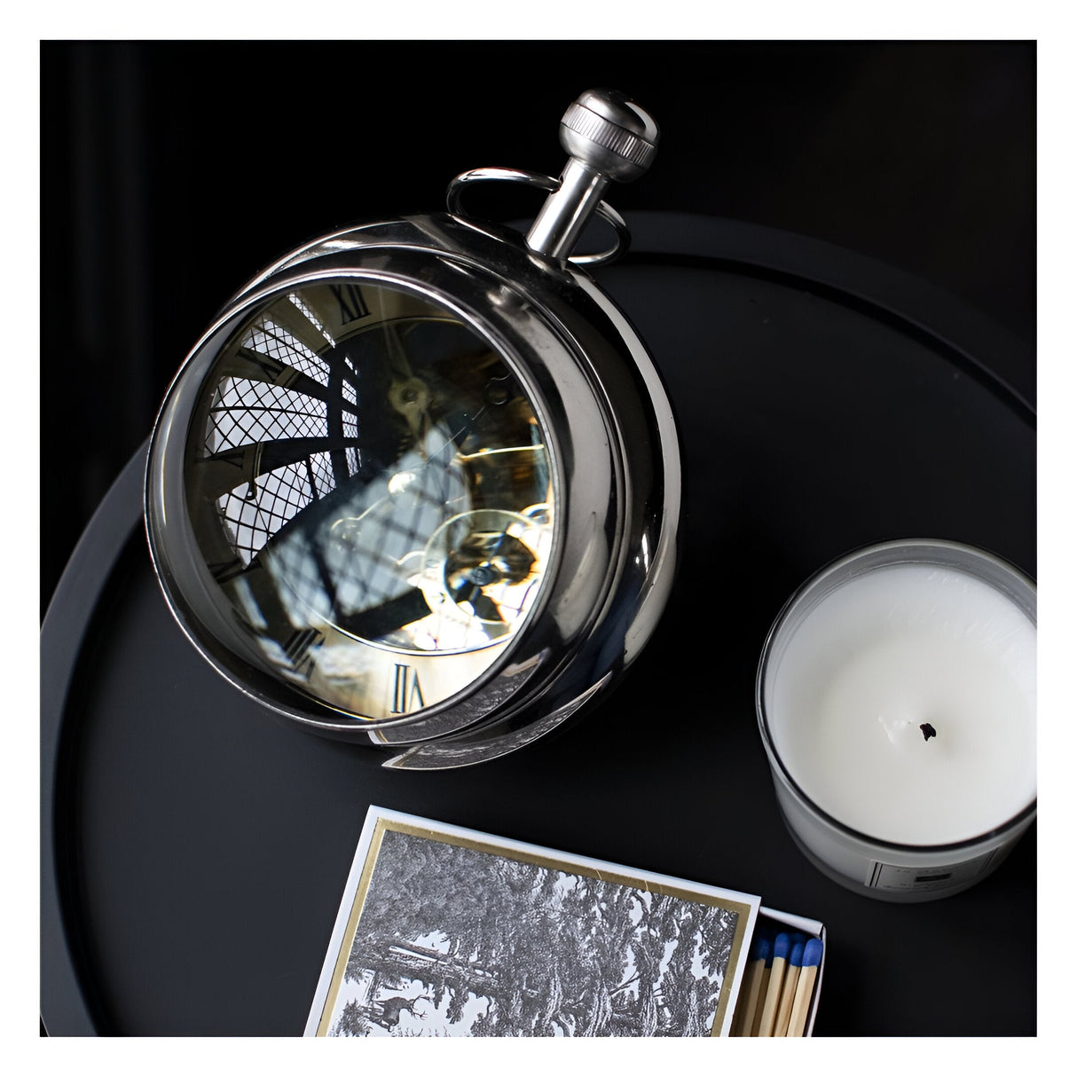 Cooper Nickel Paperweight Table Clock - Gold