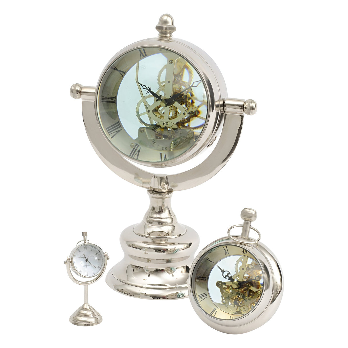 Cooper Nickel Paperweight Table Clock - Gold