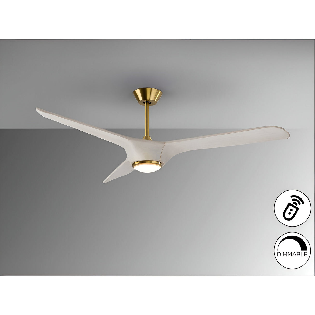 Alisios CCT Dimmable LED Ceiling Fan Light - White/Gold