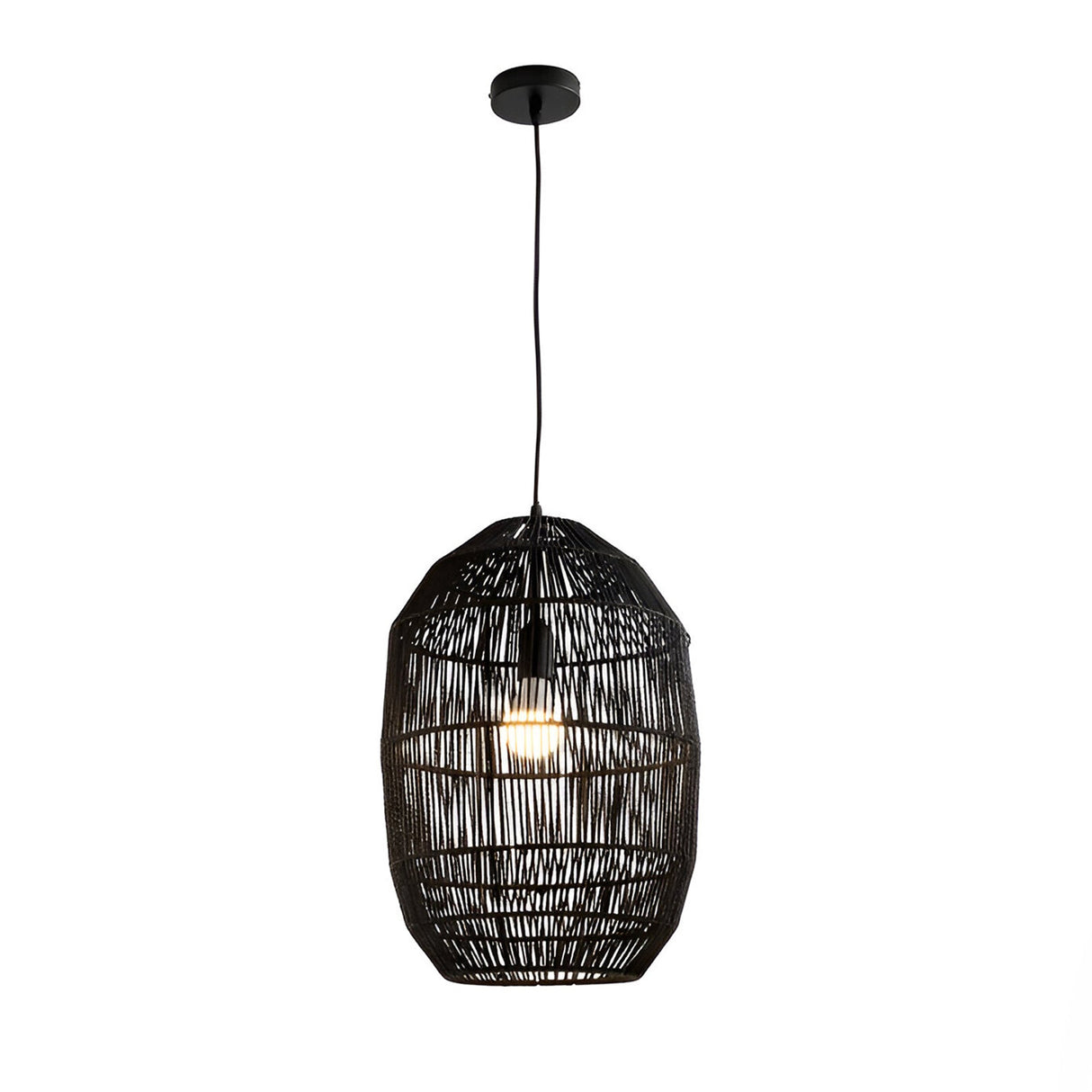 Tizne 1 Light Wood Pendant - Black