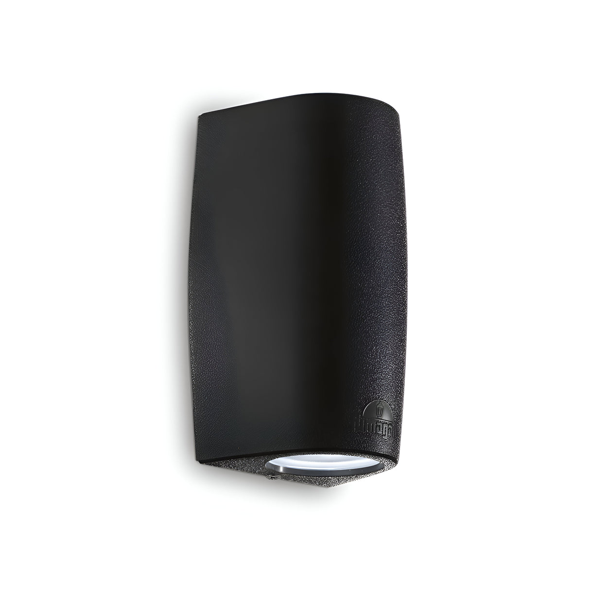 The Luz 2 Light Outdoor Wall Light in black features a sleek and durable curved design, with a textured finish that directs light downward for energy-efficient illumination, perfect for paths or entrances.