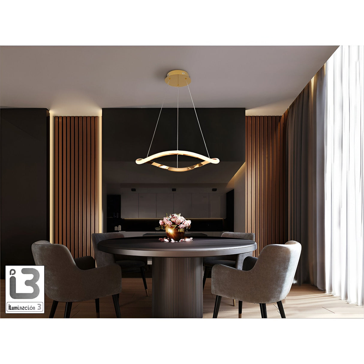 I3-Naos LED Circular Suspension Light 68W 3000K - Rose Gold