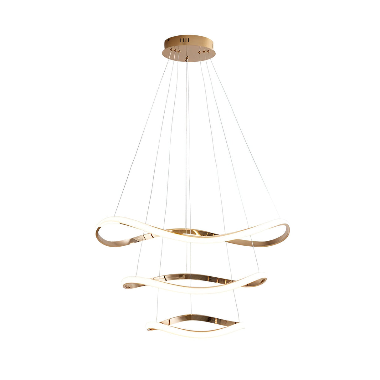 I3 - Naos Dimmable LED 3 Tier Circular Suspension Light 68W 3000K - Rose Gold