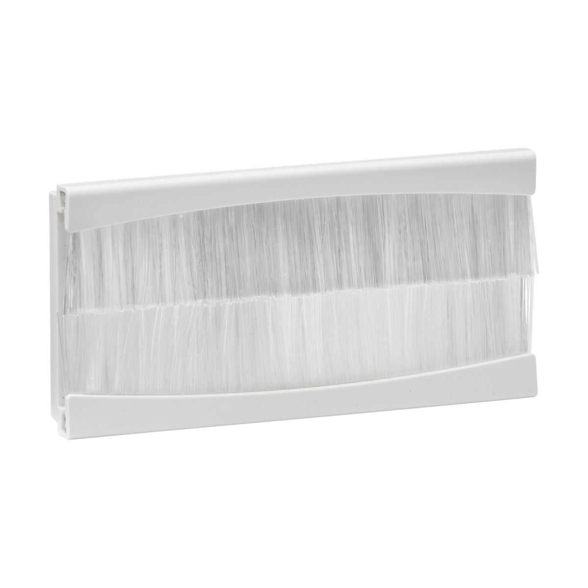 Introducing the Brush Module 100 X 50mm - White, featuring a rectangular design and dense, closely packed bristles organized in two sections. Housed in a sleek holder with an elegant Euro-module aesthetic, its parallel-bristled layout is ideal for efficient scrubbing or sweeping tasks.