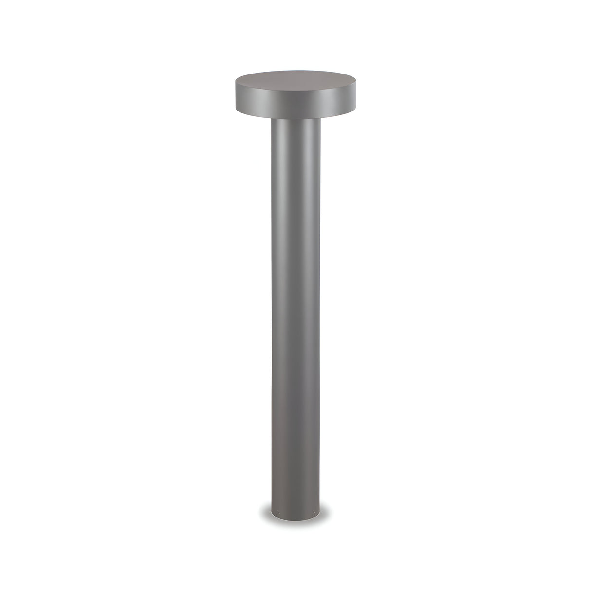 The Gloara Outdoor Bollard Light in anthracite, standing 80cm tall with a sleek, metallic cylindrical shape and round top, is showcased against a plain white background. Its modern, minimalist design paired with an IP44 rating makes it ideal for urban settings.