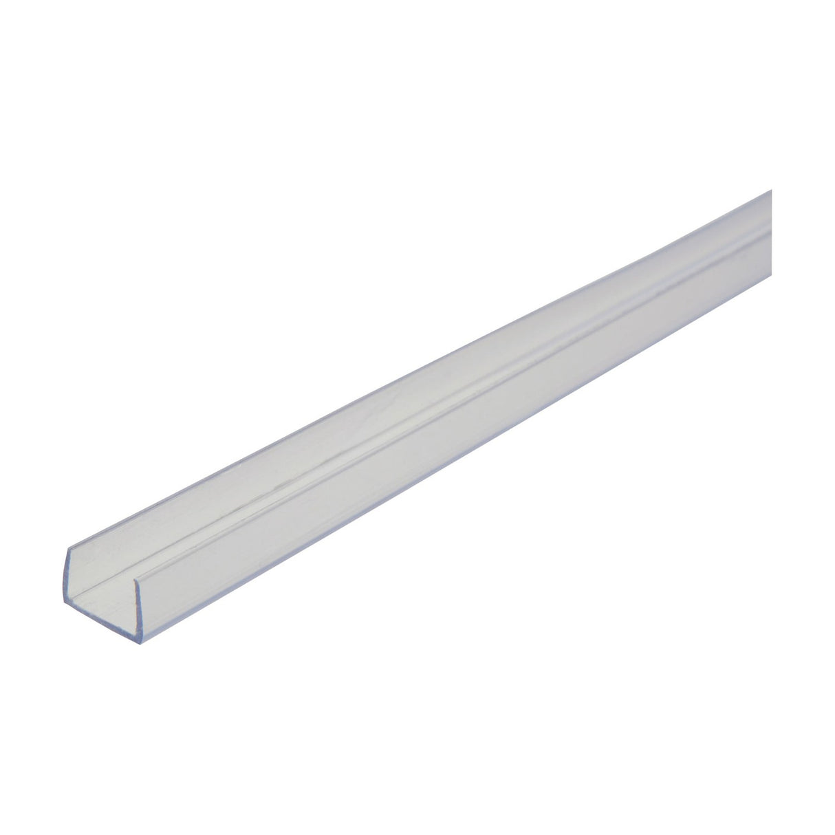 LYYT 2m clear polycarbonate U-channel mounting profile for LED rope light, shown diagonally on a plain white background.