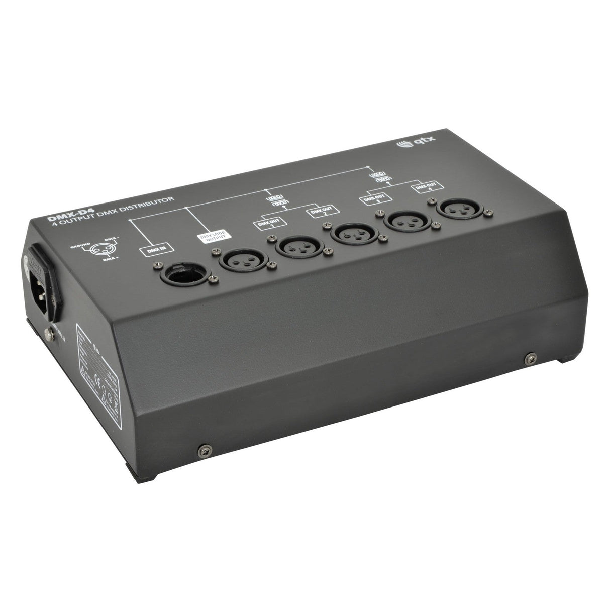 QTX DMX-D4 - 4 Way DMX Booster/Distributor