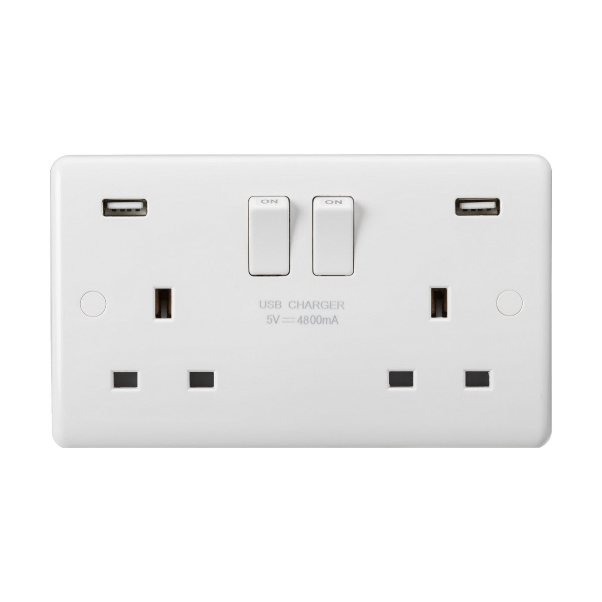 13A 2G DP Switched Socket with Dual USB A+A (5V DC 4.8A shared)
