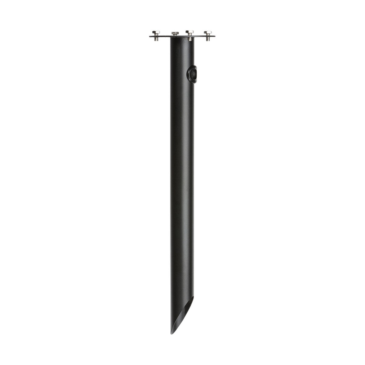 The Bollard Spike is a stylish black metal accessory with a pointed end and several bolts on its flat top, offering a minimalistic design that is compatible with GLD2 systems.