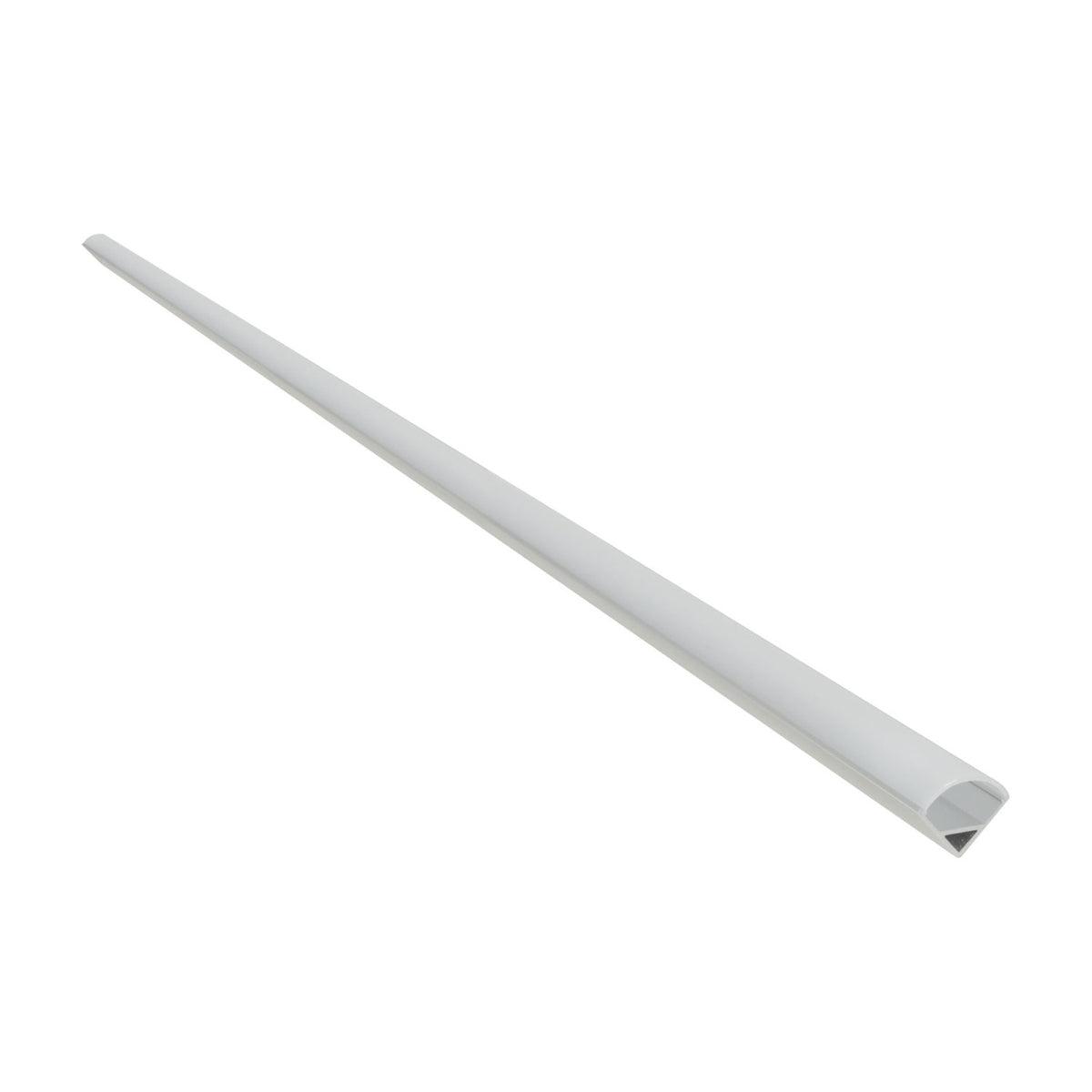 LYYT 90° arc corner LED profile by AVSL, 1m surface-mount aluminium extrusion with curved frosted diffuser, shown on a plain white background.
