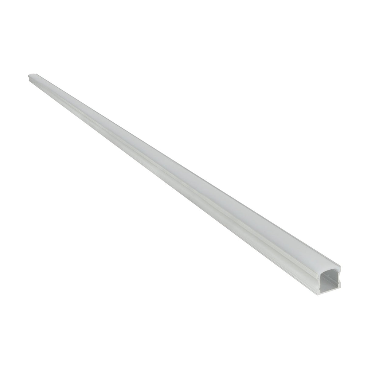 LYYT Tall Crown 1m aluminium surface mount LED profile with crowned snap-fit translucent diffuser, shown diagonally on a plain white background.