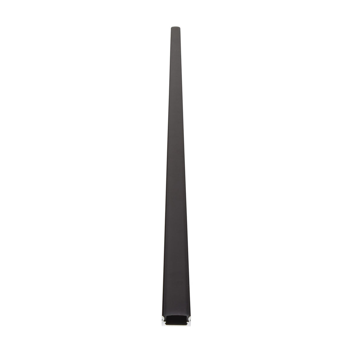 LYYT Short Crown 2m surface mount LED profile in black aluminium with crowned diffuser, shown upright against a plain white background.