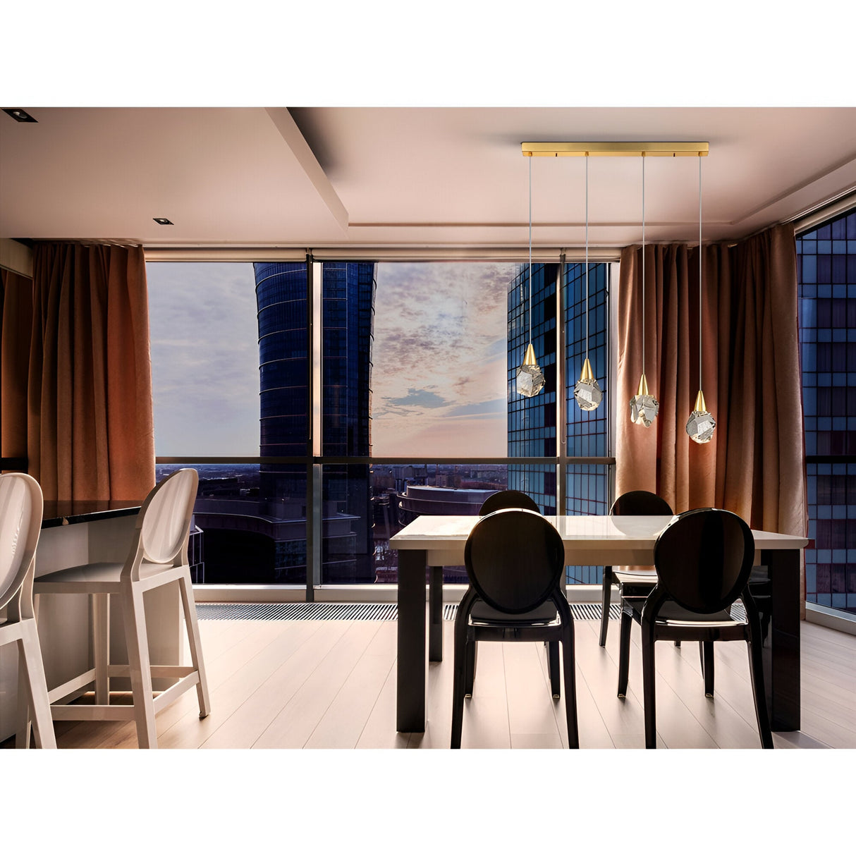 Aquaria 4 Light LED Glass Bar Pendant 4W 3000K - Matte Gold