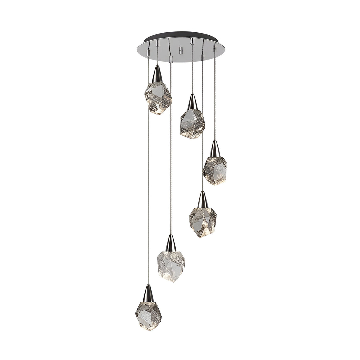 Aquaria 6 Light LED Glass Custer Pendant Light 24W 3000K - Chrome/Transparent