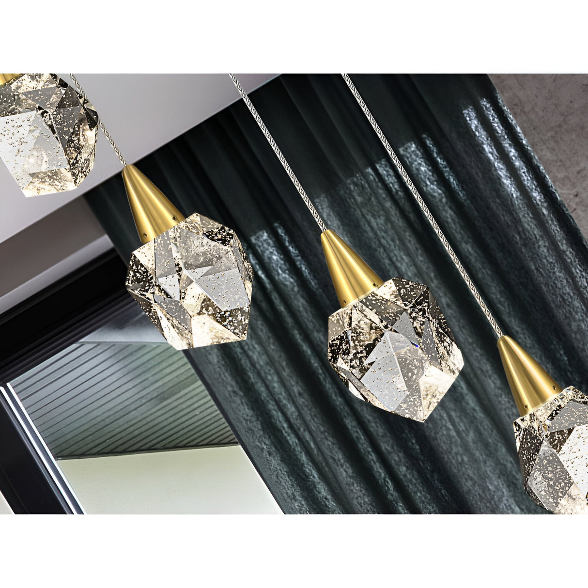 Aquaria 6 Light LED Glass Custer Pendant Light 24W 3000K - Matte Gold/Transparent