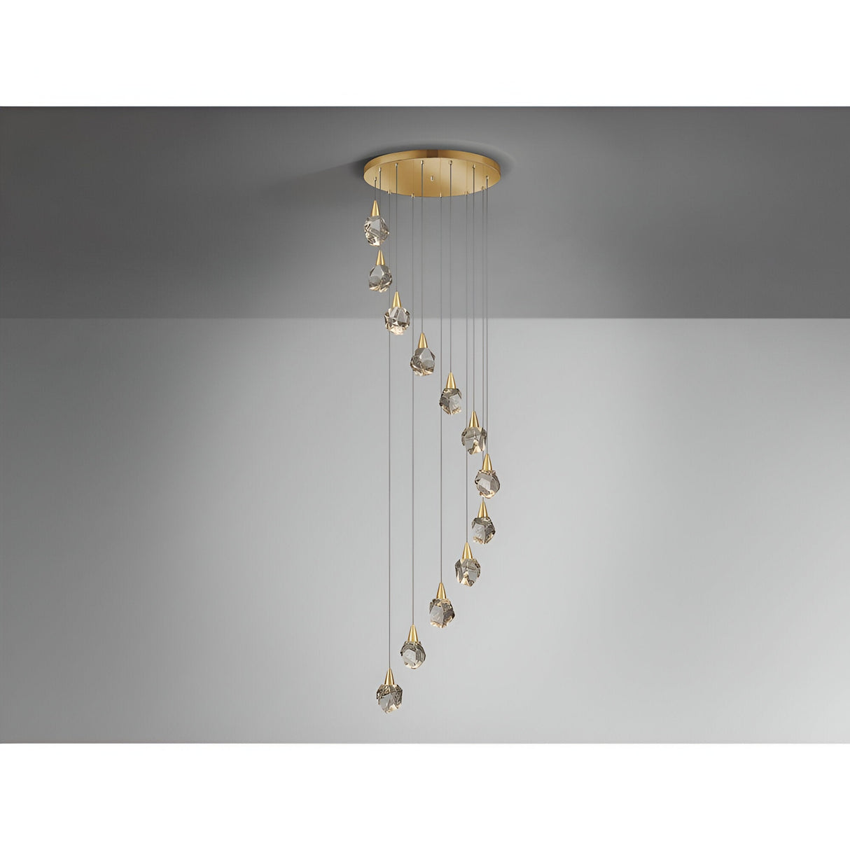 Aquaria 12 Light LED Glass Custer Pendant Light 80W 3000K - Matte Gold/Transparent