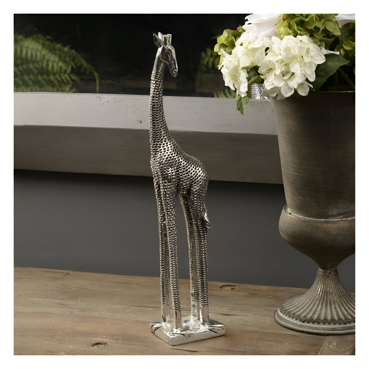Silver Giraffe Small Figurine - 38.1cm