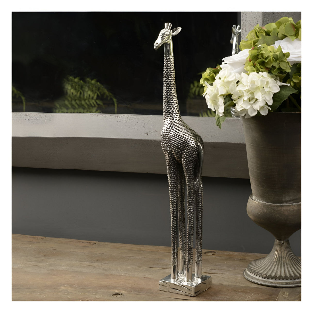 Silver Giraffe Large Figurine - 57.8cm
