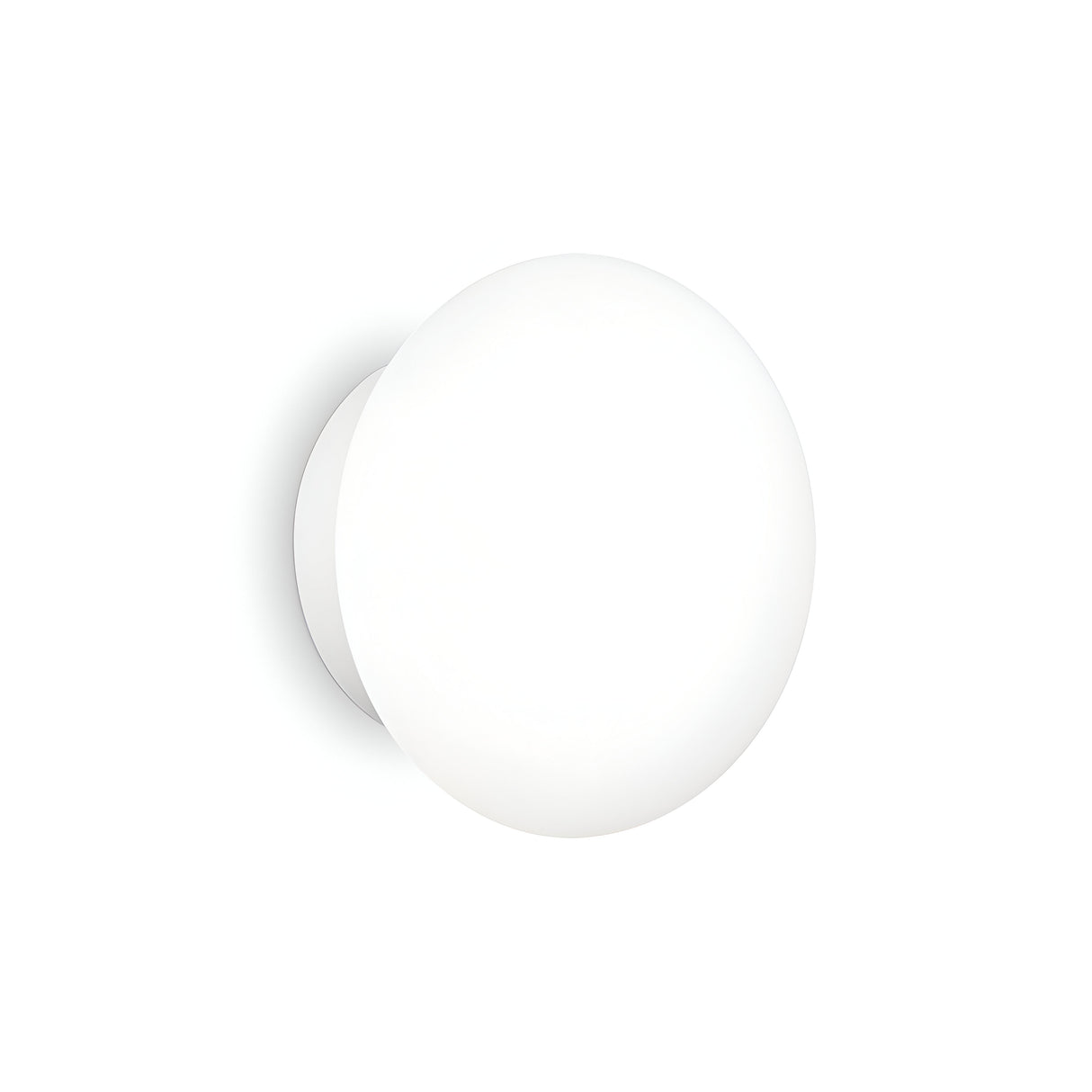 The Serene 2 Light Outdoor Wall Light in white features a minimalist spherical design with a smooth surface, mounted on a flat white background. This outdoor wall light emits a soft glow, offering a modern and simplistic aesthetic while providing enduring style with its weather-resistant properties.
