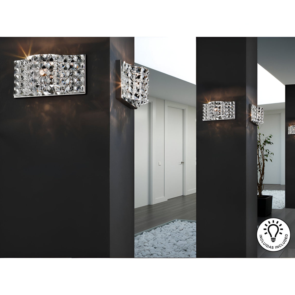 Onda K9 Crystal Wall Light - Chrome