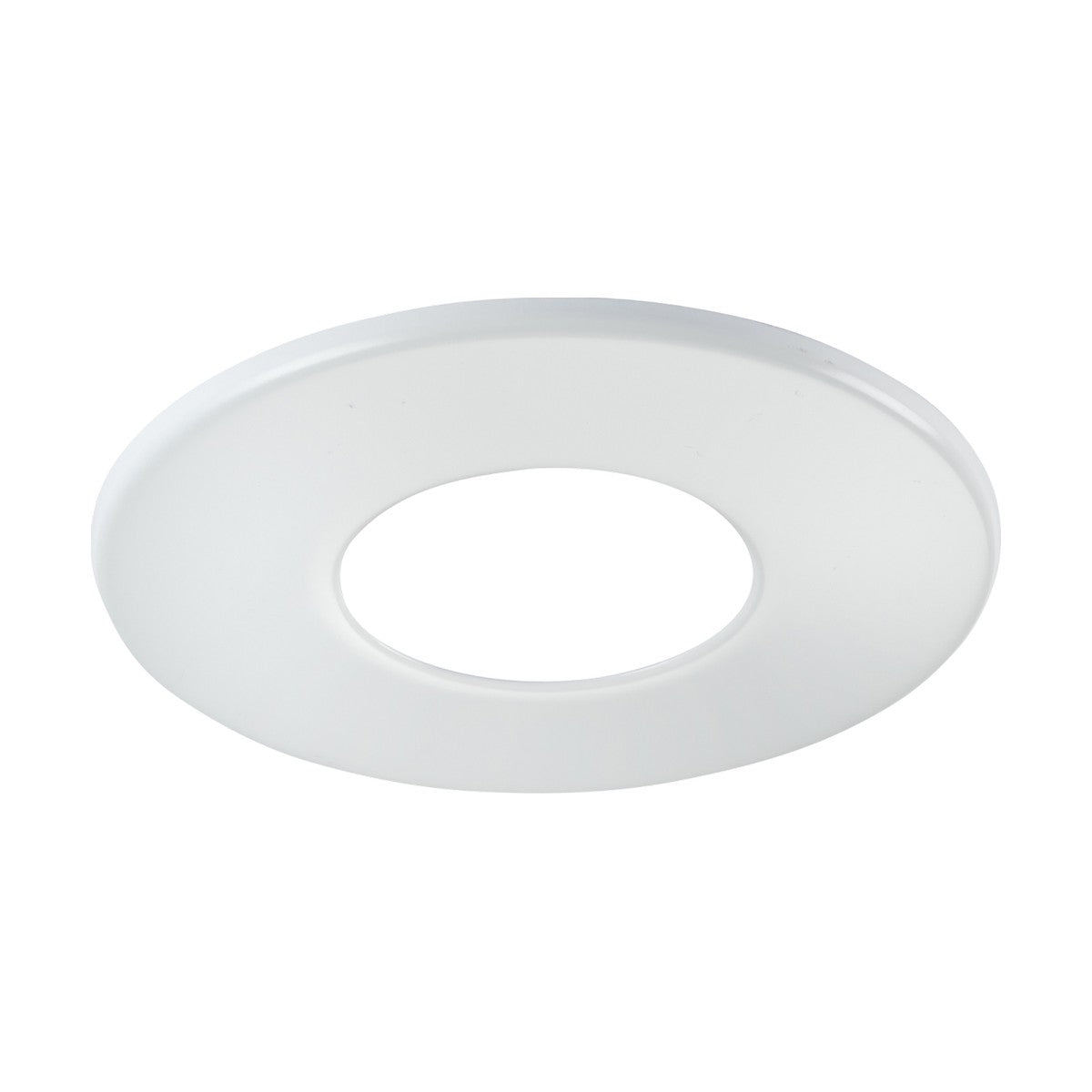 Presenting the Fixed Bezel For SpektroLED Evo in white, a circular ceiling light fixture with a central hole ideal for recessed lighting setups. Its minimalist design, combined with advanced SpektroLED Evo technology, guarantees modern sophistication and adaptability for diverse indoor environments.