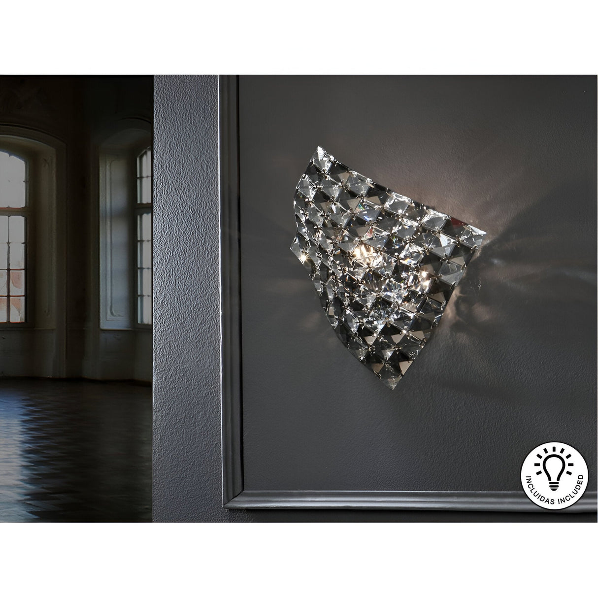 Saten Crystal Wal Light - Smoked Silver