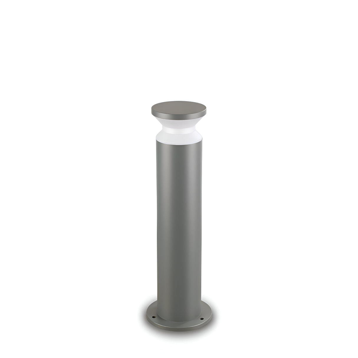 Introducing the Radiantix Outdoor Bollard Light - Anthracite, 60cm, ideal for lighting up garden pathways. This contemporary bollard features a sleek, cylindrical design with an anthracite finish and a round top equipped with a white light diffuser, all set against a plain white background.