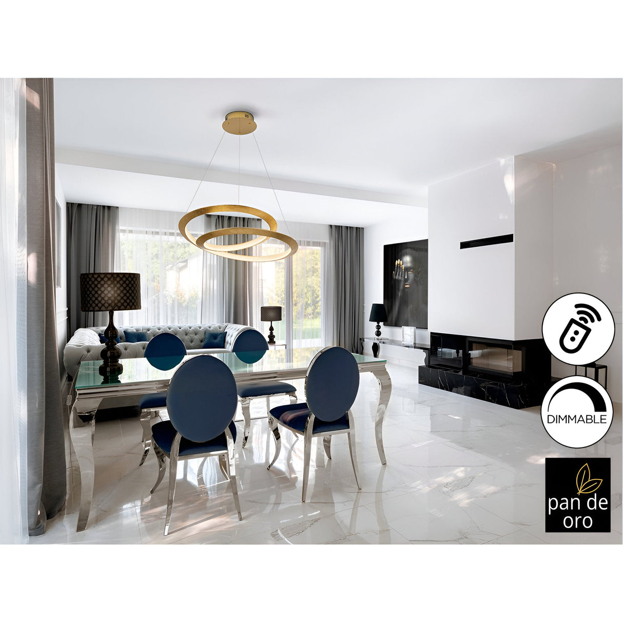 Eternity Dimmable LED Suspension Light 45W 3000K - Gold (With Remote Control)