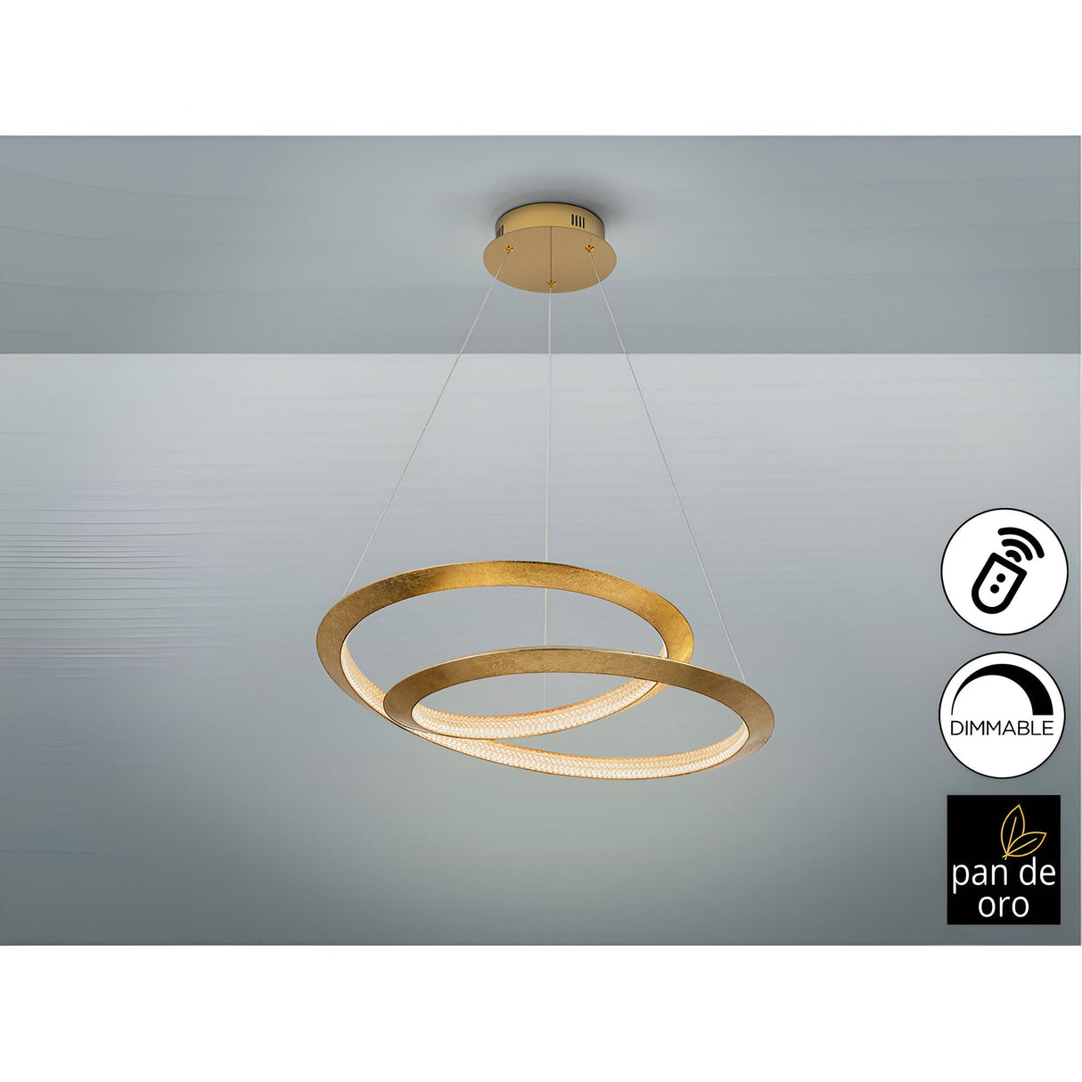 Eternity Dimmable LED Suspension Light 45W 3000K - Gold (With Remote Control)