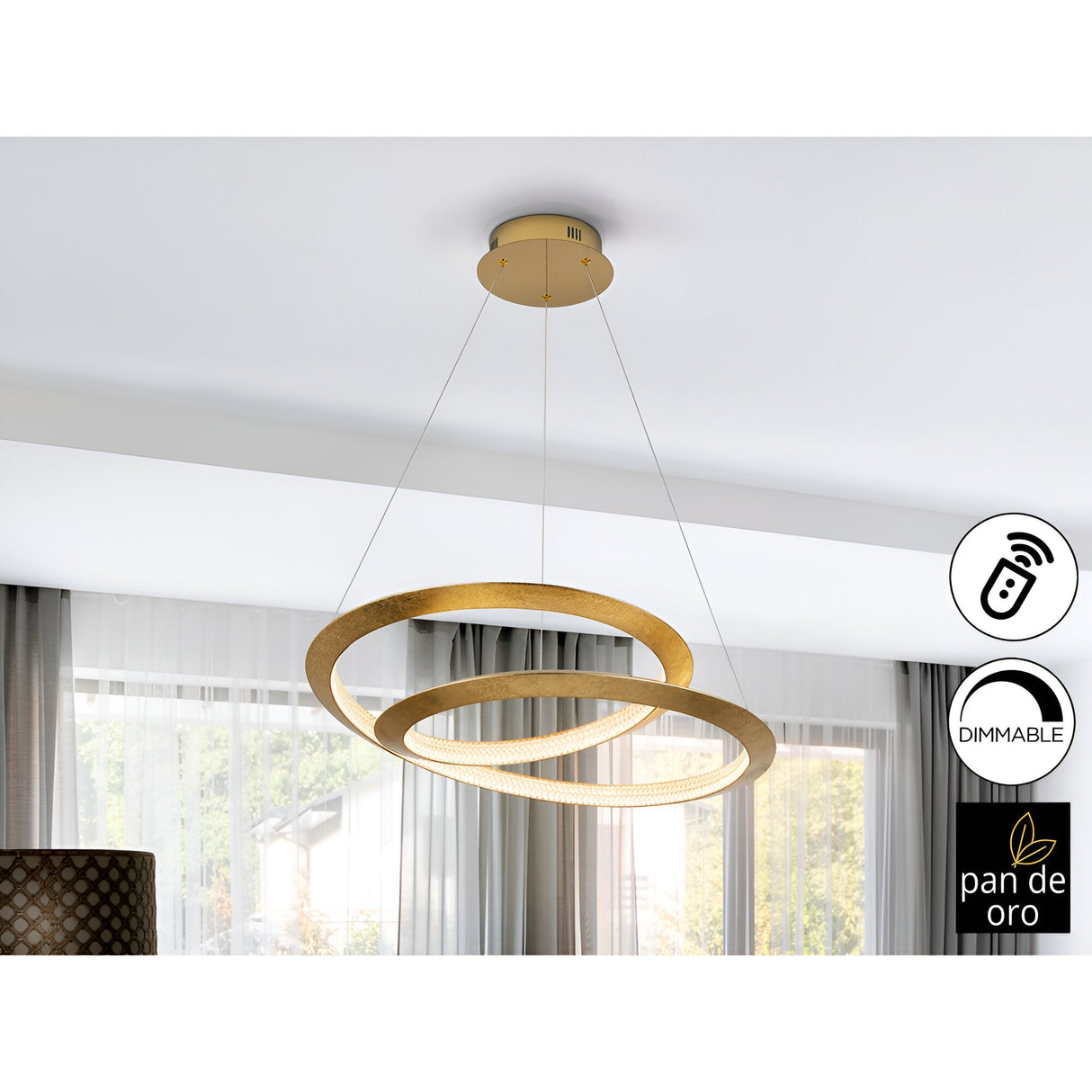 Eternity Dimmable LED Suspension Light 45W 3000K - Gold (With Remote Control)