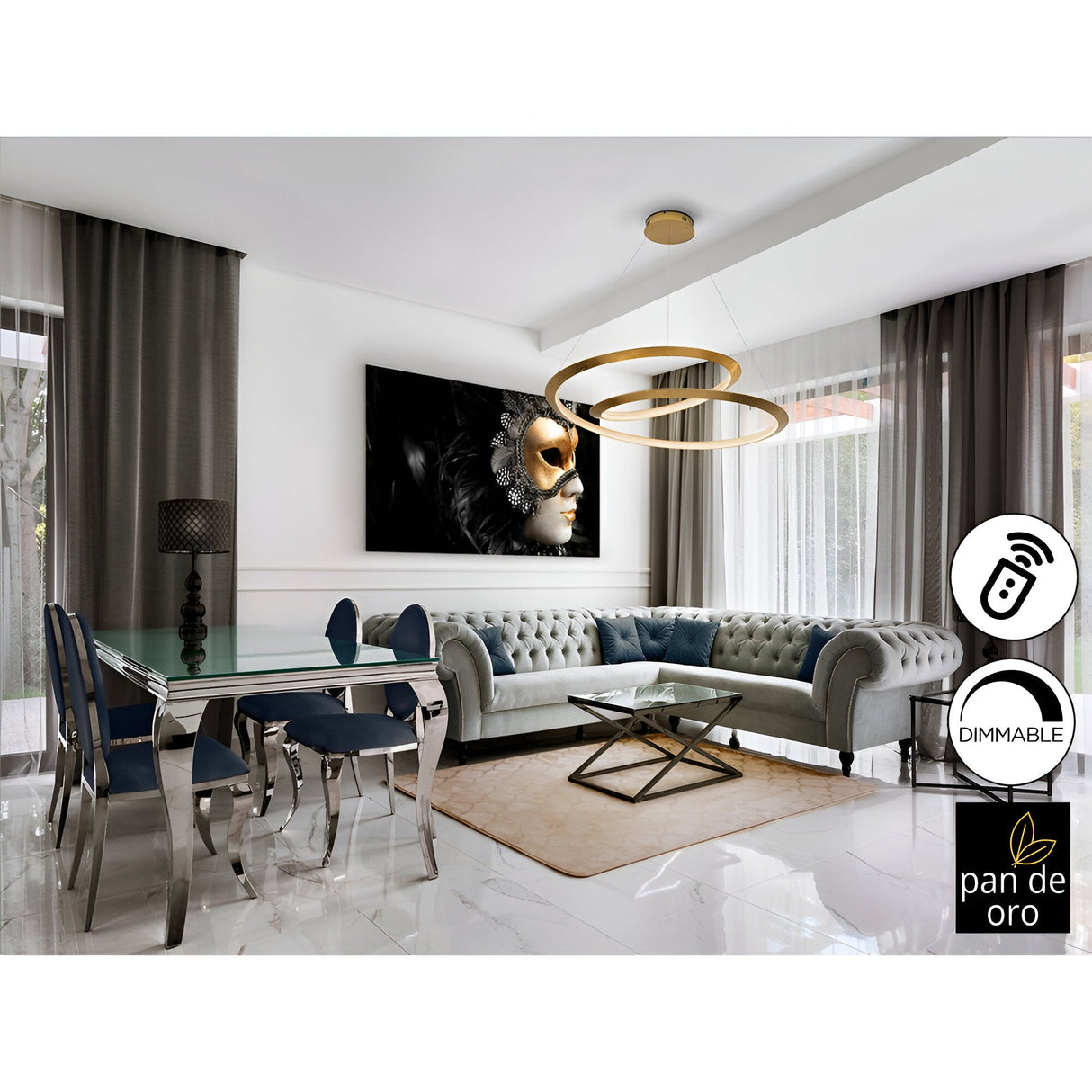 Eternity Dimmable LED Suspension Light - Gold (With Remote Control)