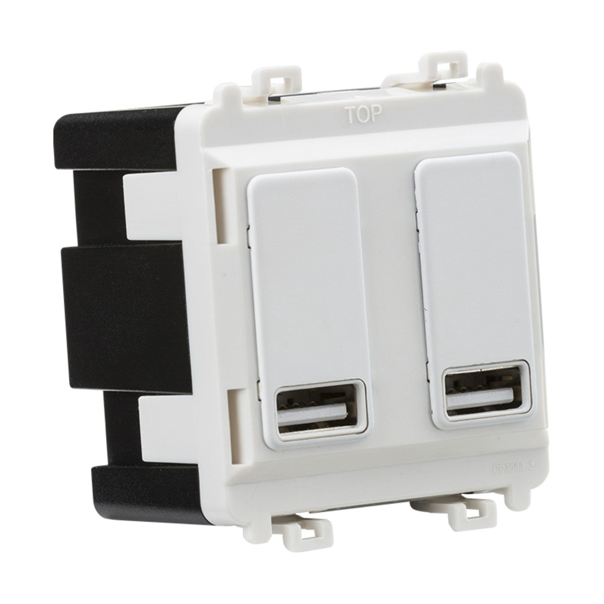 Dual USB charger module (2 x grid positions) 5V 2.4A (shared) - matt white