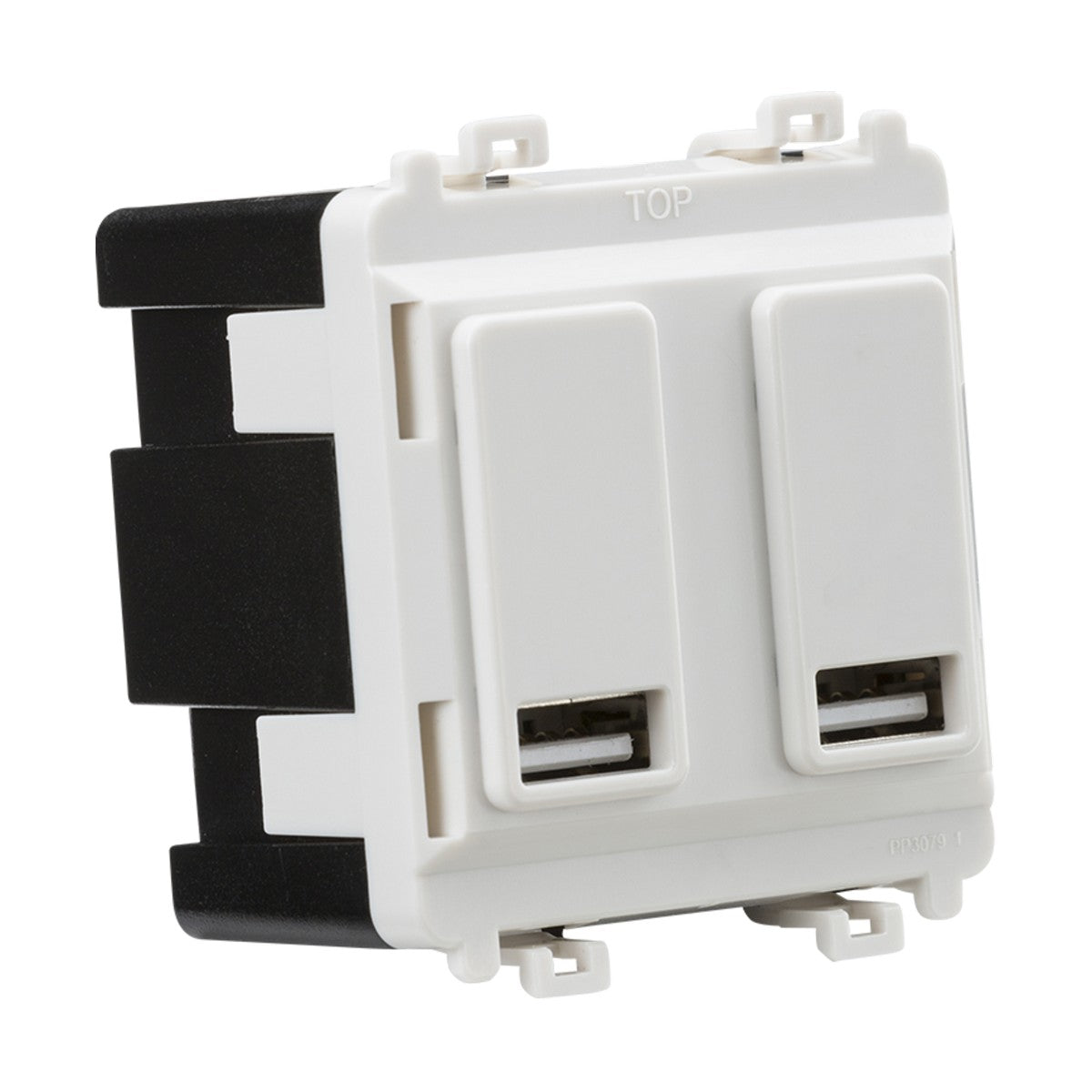 Dual USB charger module (2 x grid positions) 5V 2.4A (shared) - white