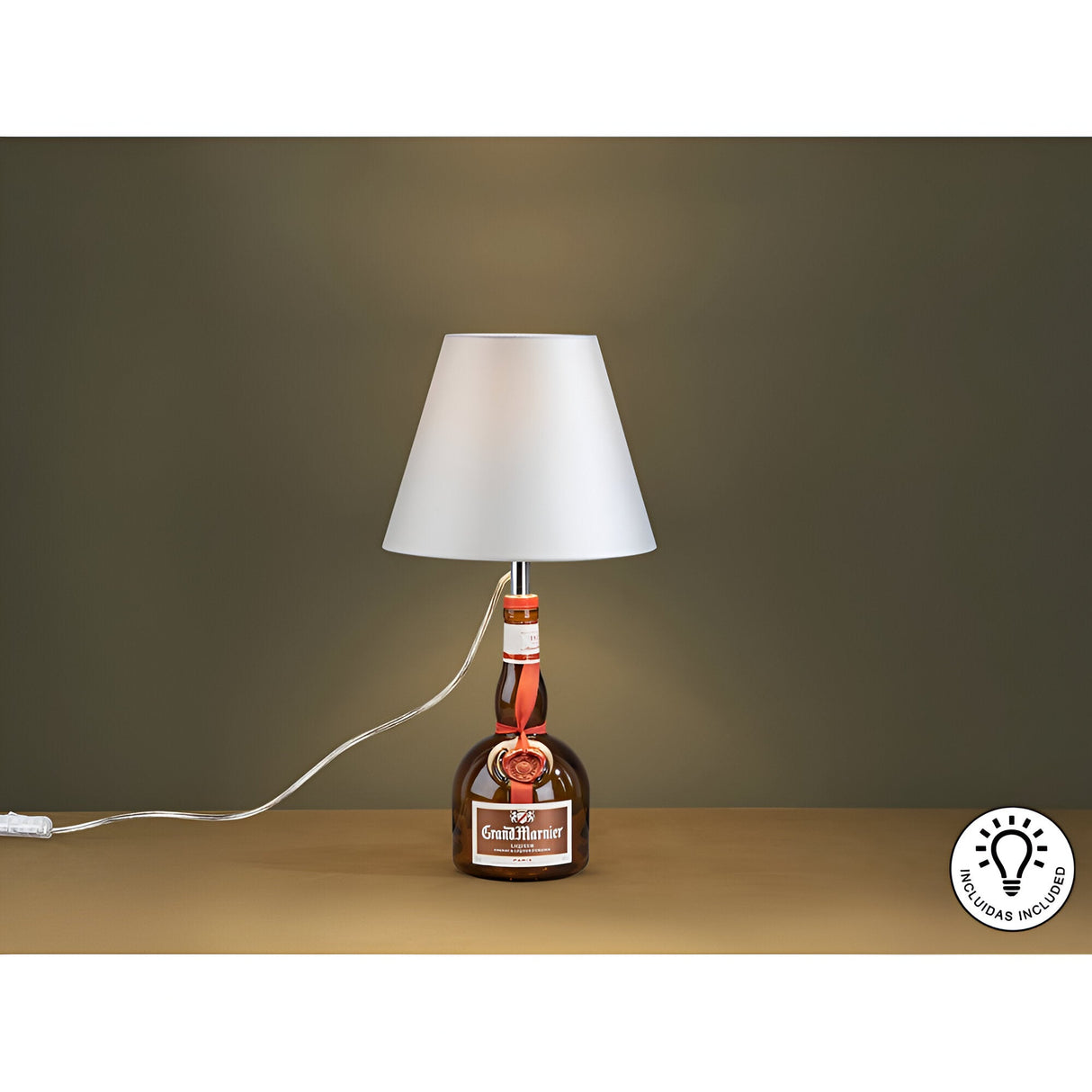 Bottle Table Lamp Kit With Satin White Shade