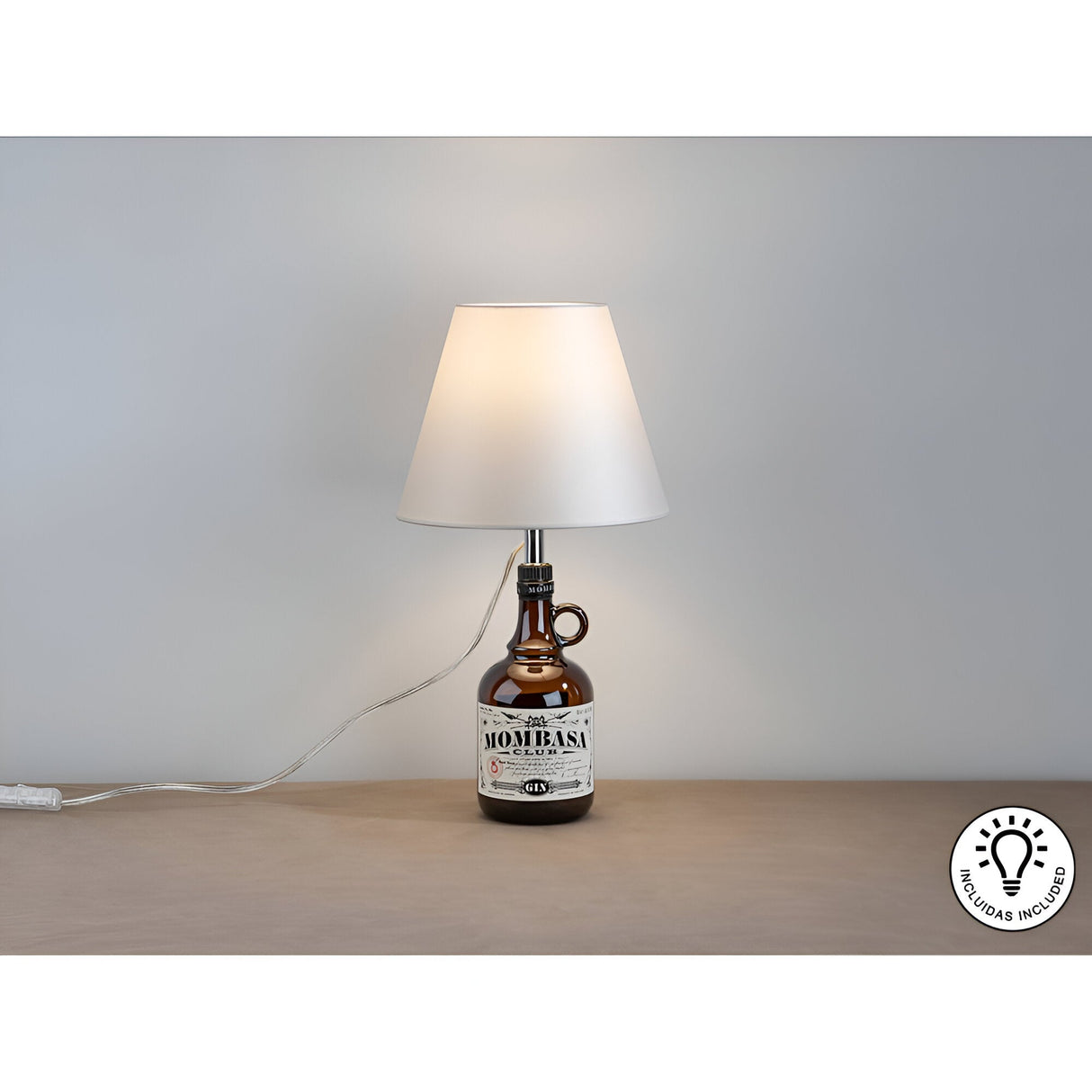 Bottle Table Lamp Kit With Satin White Shade