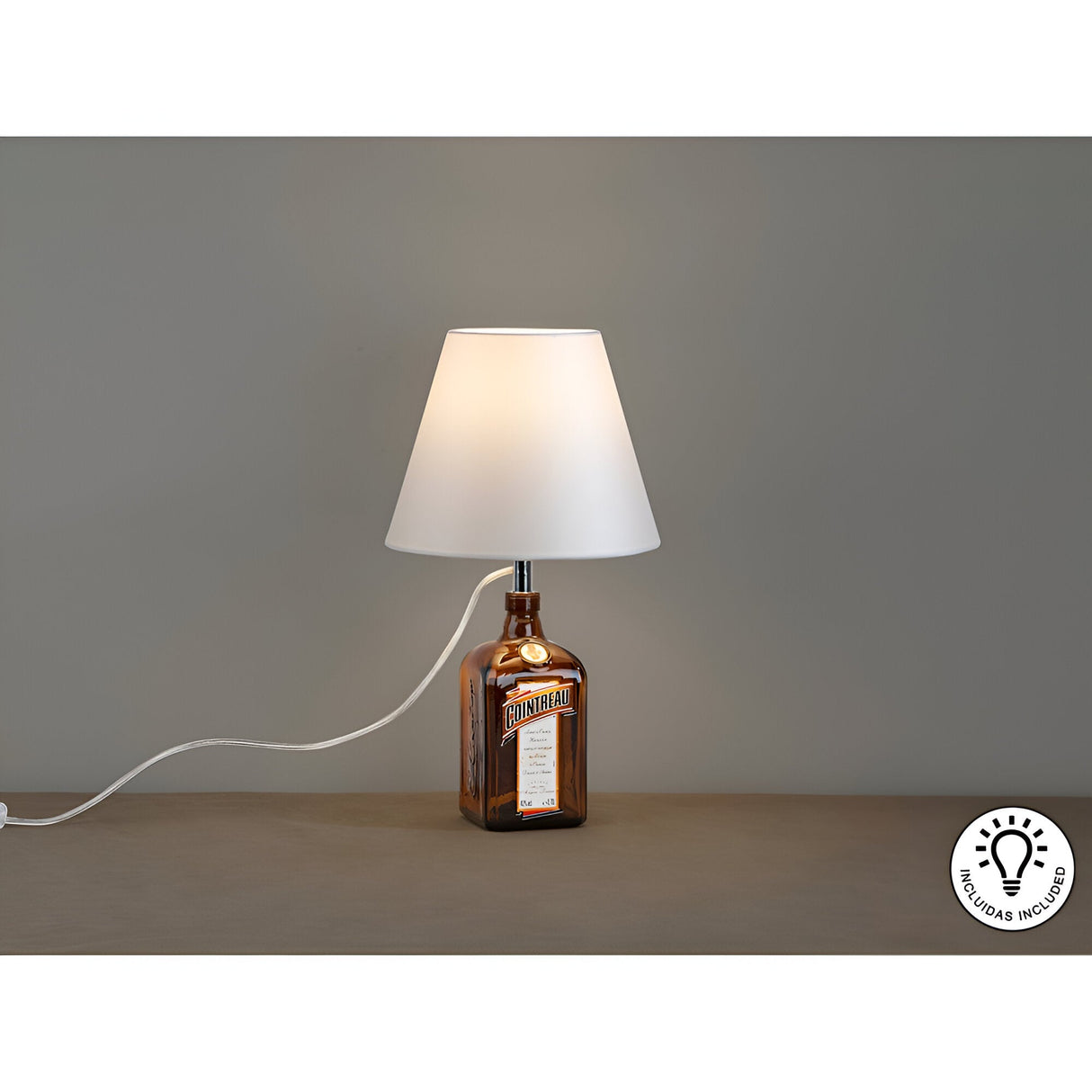 Bottle Table Lamp Kit With Satin White Shade