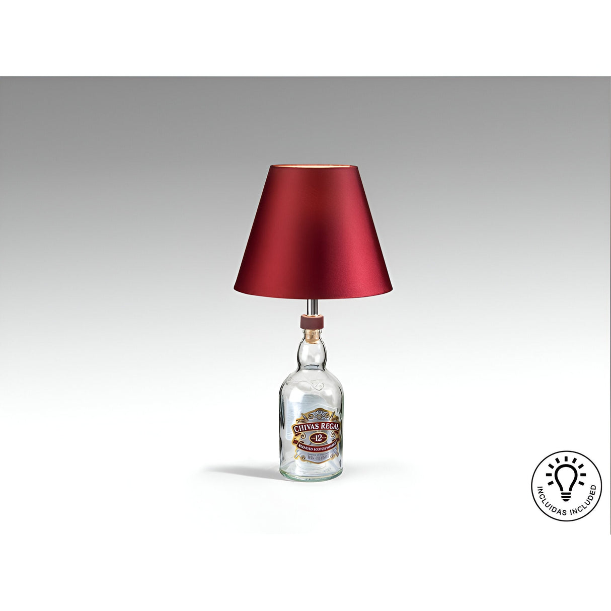 Bottle Table Lamp Kit With Satin Garnet Shade